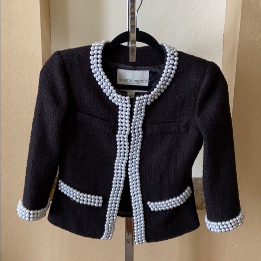 Boston Proper Pearl-Embellished Jacket